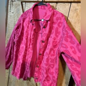 Pink leopard shacket